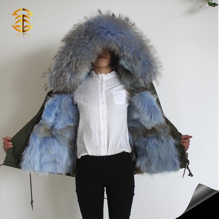 2016人気のスタイルレディー毛皮パーカージャケットアライグマの毛皮の襟トリム用女性仕入れ・メーカー・工場