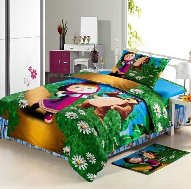 漫画の設計の子供の寝具で設定されたマーシャとクマのパターン仕入れ・メーカー・工場