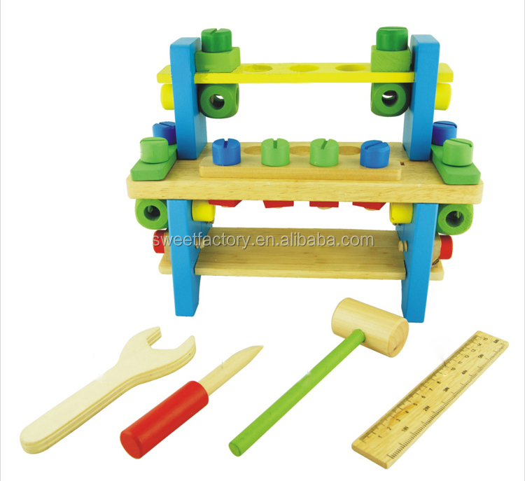 木製ツールプラットフォームテーブルおもちゃ、 ナットセット解体を組み合わせたおもちゃ、 diyの木製面白いツールのおもちゃセット問屋・仕入れ・卸・卸売り