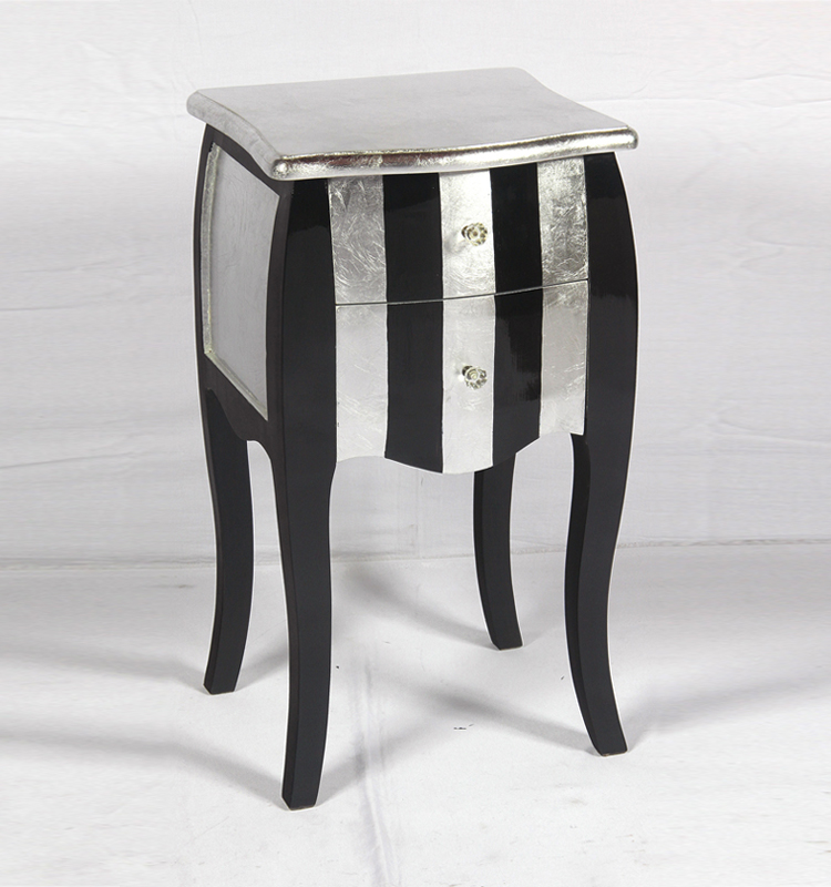 エレガントなコンソールテーブルで輝く黒とシルバー箔ベニヤ仕入れ・メーカー・工場