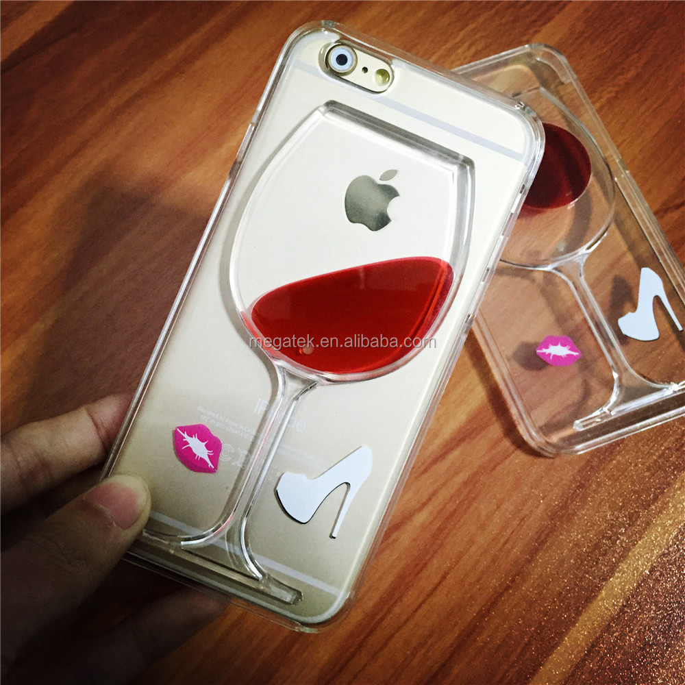 新しいdeisgn液体ワインカップpc用クリアクリスタルケースiphone6プラス4.7,20156ケースiphone用、 iphone用ケースには、 カスタマイズ仕入れ・メーカー・工場