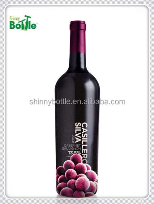 high quality dry red wine bottle, custom design dark red wine bottles