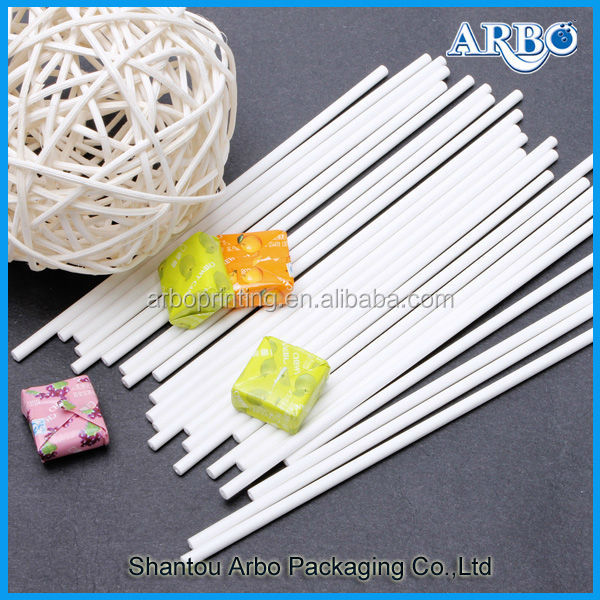 SGS,MSDS and LFGB approved 3.5*150mm white paper lollipop sticks with hang packing
