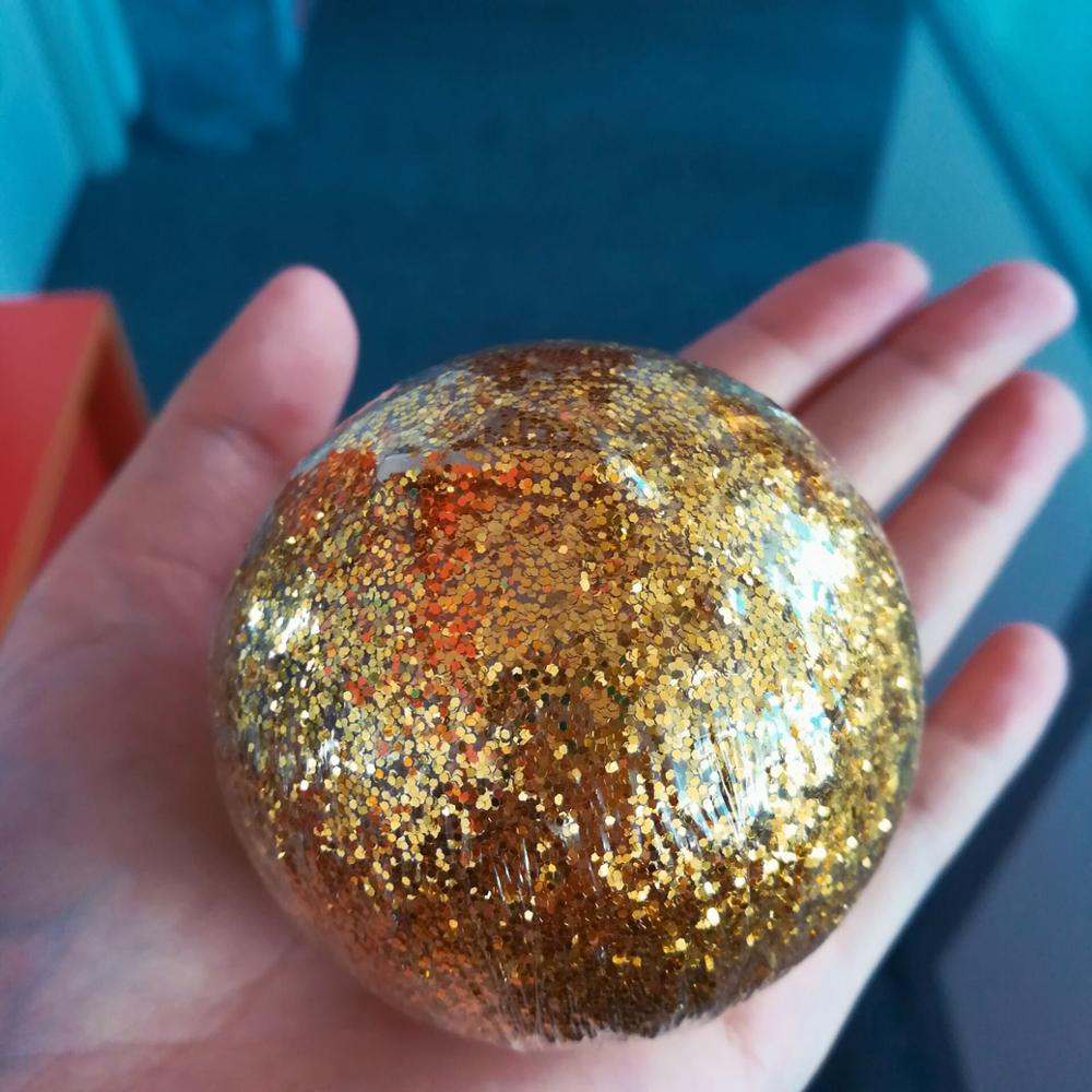 Round Ball Shaped 3 Inch Christmas Golden Gold Glitter Ball Candles