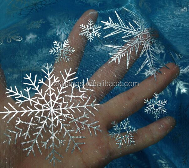 冷凍エルザ雪片プリントオーガンザの生地仕入れ・メーカー・工場