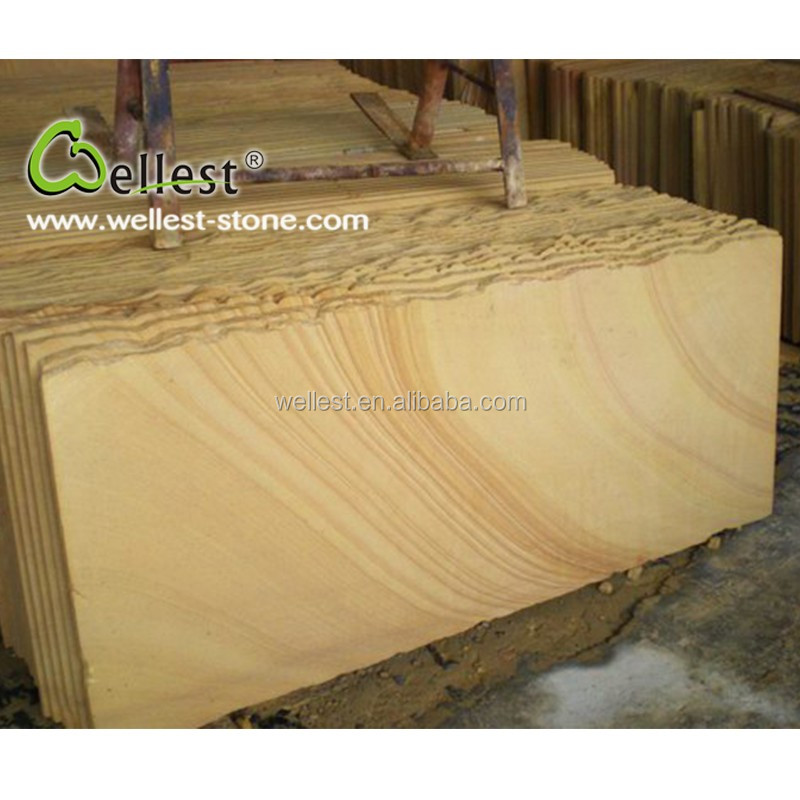 中国天然SY154黄色木材砂岩フローリングタイルで研ぎ澄まさ仕上げ用壁と床 問屋・仕入れ・卸・卸売り