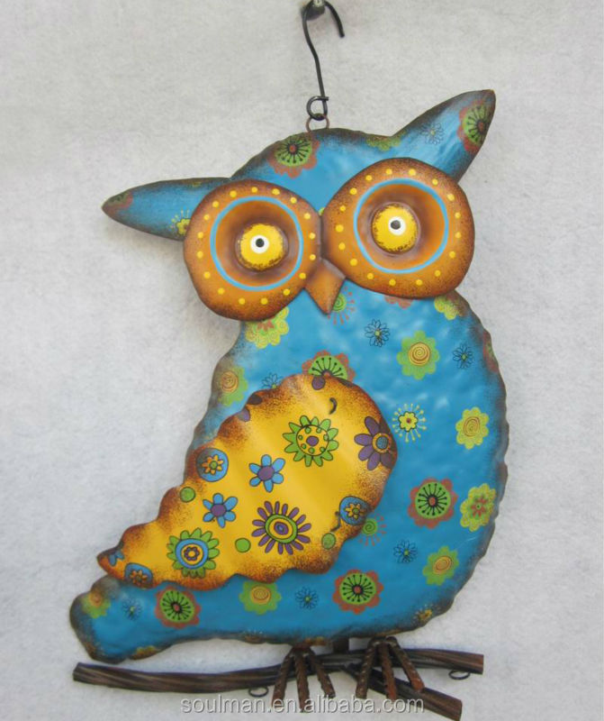 2014 new and hot selling me<em></em>tal owl wind chimes owl hanger wall decoration home decoration問屋・仕入れ・卸・卸売り