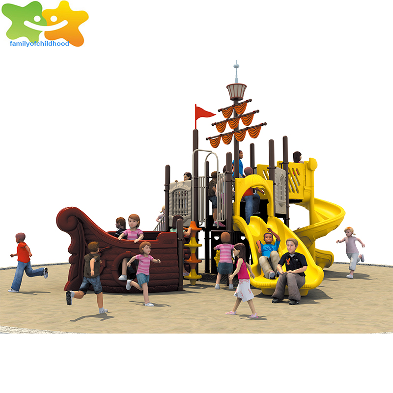 Commercial kids pirate ship  plastic  playground equipment for school