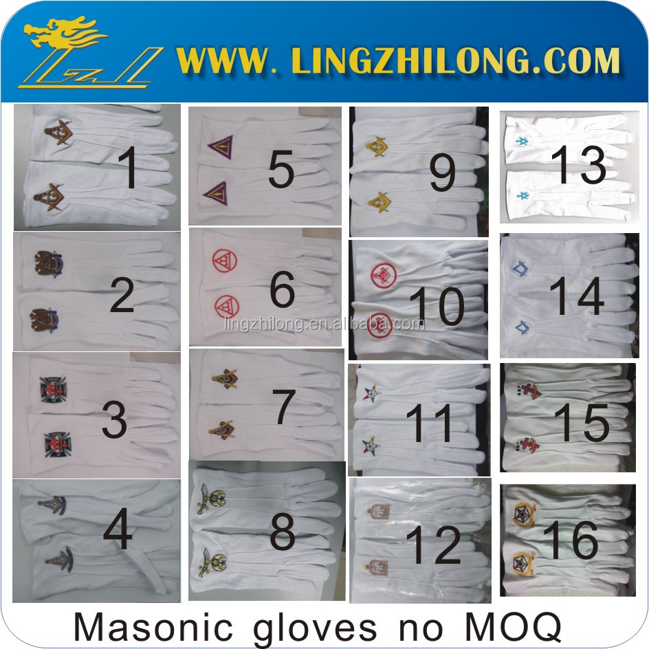 Custom Made Wholesale White Cotton Maso<em></em>nic Gloves問屋・仕入れ・卸・卸売り