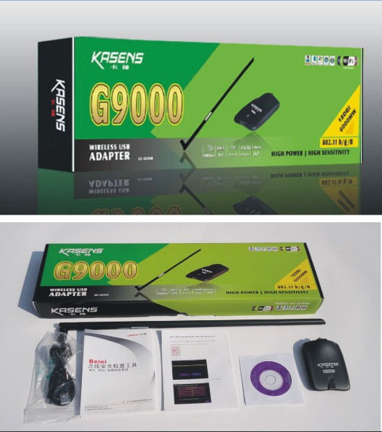 オリジナルkasensg9000150mbps18db6000mwハイパワー無線usbアダプタパスワードクラック802.11b/g/n問屋・仕入れ・卸・卸売り