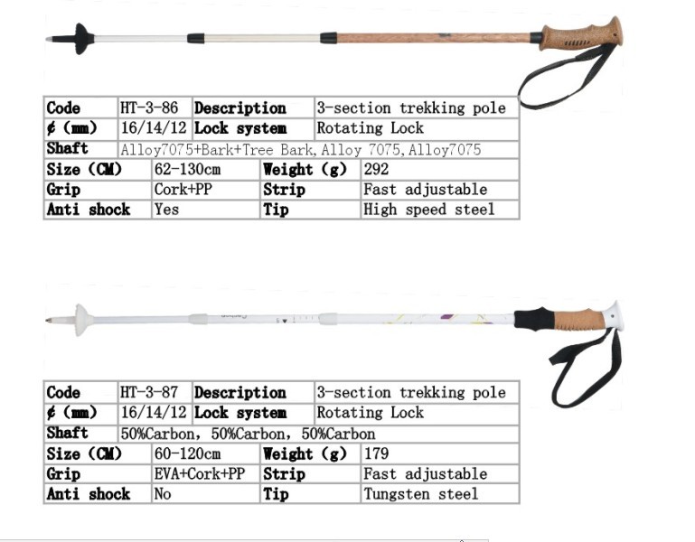 アルミ調整可能なスキーポールと登山杖ライト付の重量メーカー中国で問屋・仕入れ・卸・卸売り