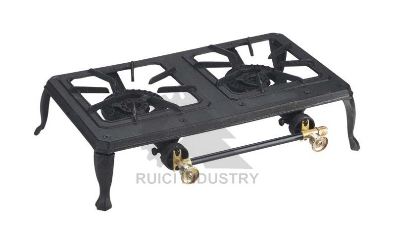 Portable Cooking Double Burner Cast Iron Stove Gas Ring Outdoor