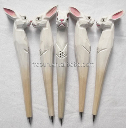 漫画のウサギ型子供クラフト木材ギフトとして動物の形のペンのバレル問屋・仕入れ・卸・卸売り