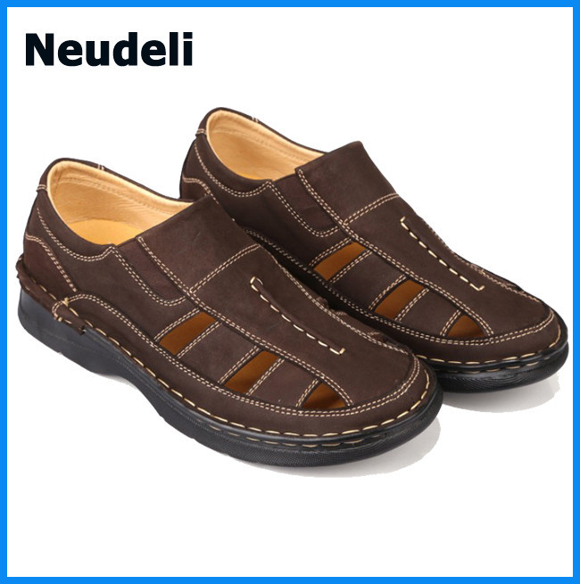 China Factory Wholesale Men Genuine Leather Sandals Shoes Rubber ...