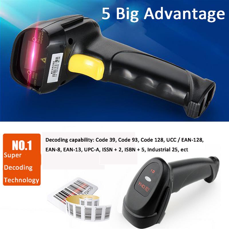 Portable 1d Laser Scanner Usb Barcode Scanner Reader ...