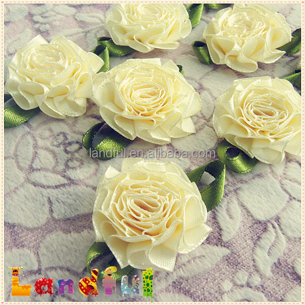黄色のサテンリボンの花のハンドメイドのためにバラ装飾的なおもちゃ問屋・仕入れ・卸・卸売り