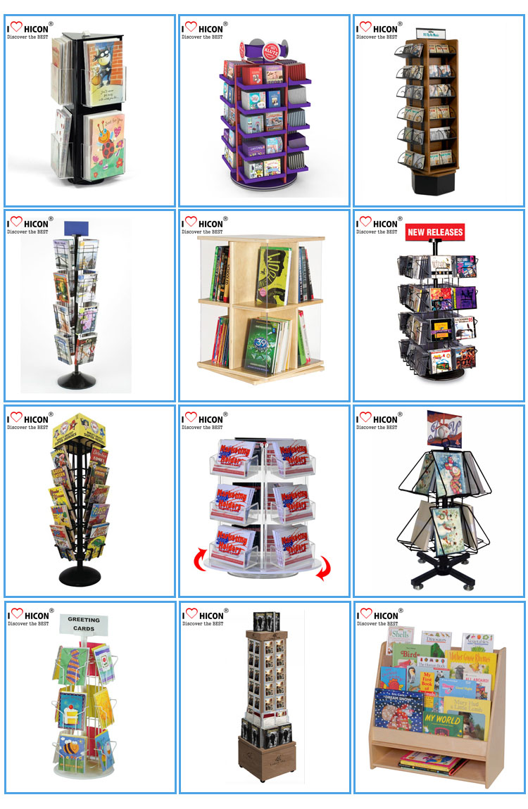 Book Store Or Library Fixture Flooring 4tier Rotating Wooden