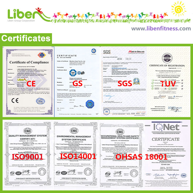 certificates from outdoor fitness equipment manufacturer