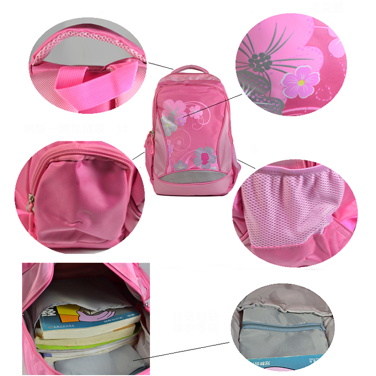 Durable Hot Selling Export Quality School Bags For Girls Pink Black