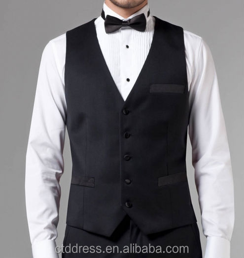 エッセンシャル黒の3- ピースタキシード、 合わせたハンサムな、 のための結婚式のスーツの男性問屋・仕入れ・卸・卸売り