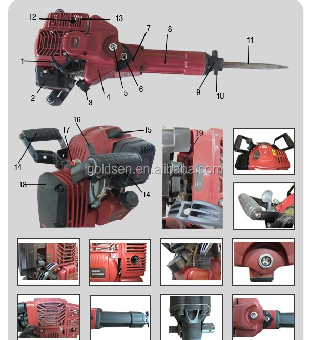 １７００w2.4hp52ccガソリンジャックハンマーハンドヘルドミニガソリン岩ドリルブレーカ問屋・仕入れ・卸・卸売り