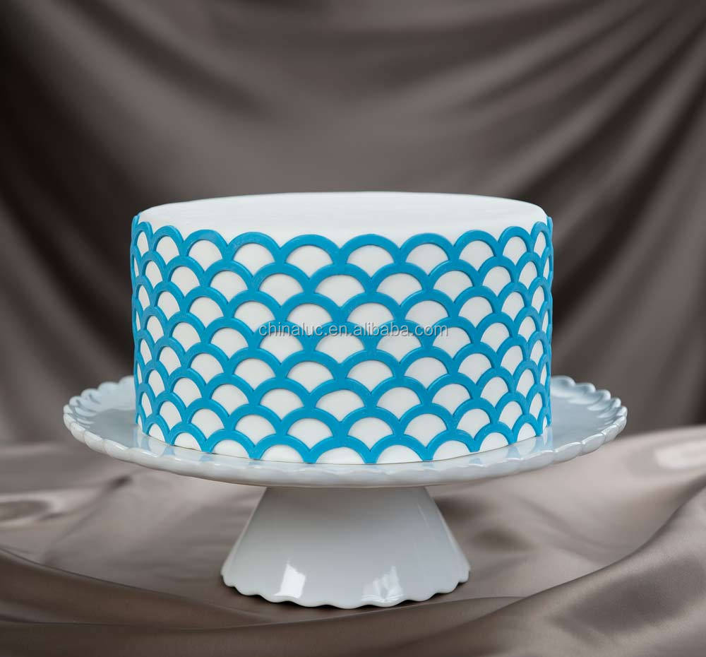 Scalloped lattice mold 3D cake stencil for cake decorating or any arts & crafts project silicone onlay molds fondant
