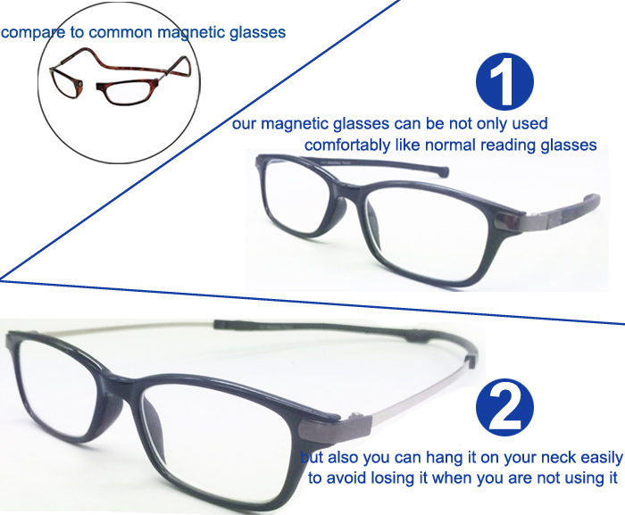 最新スタイルのアイウェア2014年ハング首の磁気老眼鏡マグネット付き調節可能な可変ゴム寺問屋・仕入れ・卸・卸売り