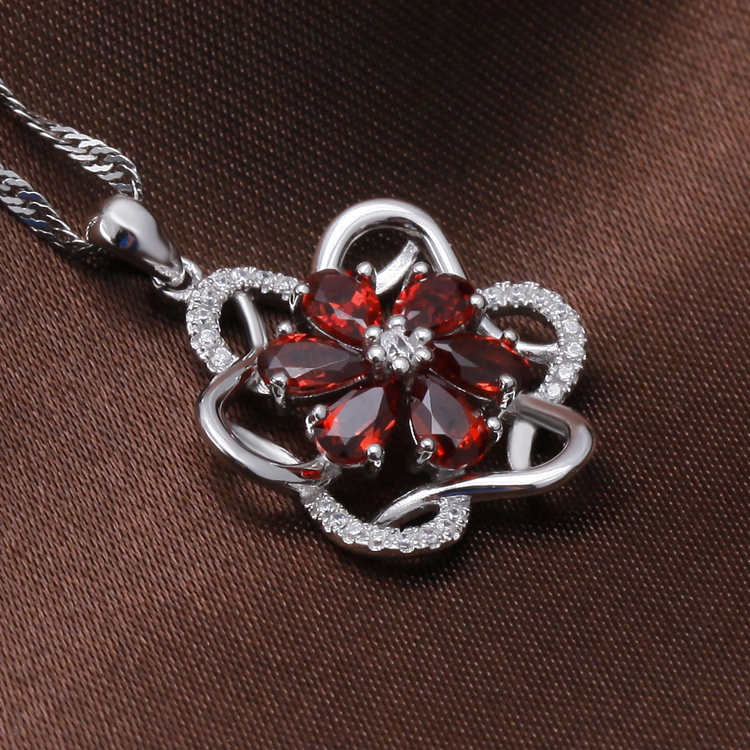 2014ファッションhot sale925シルパーガーネットペンダントロジウムメッキアクセサリージュエリー問屋・仕入れ・卸・卸売り