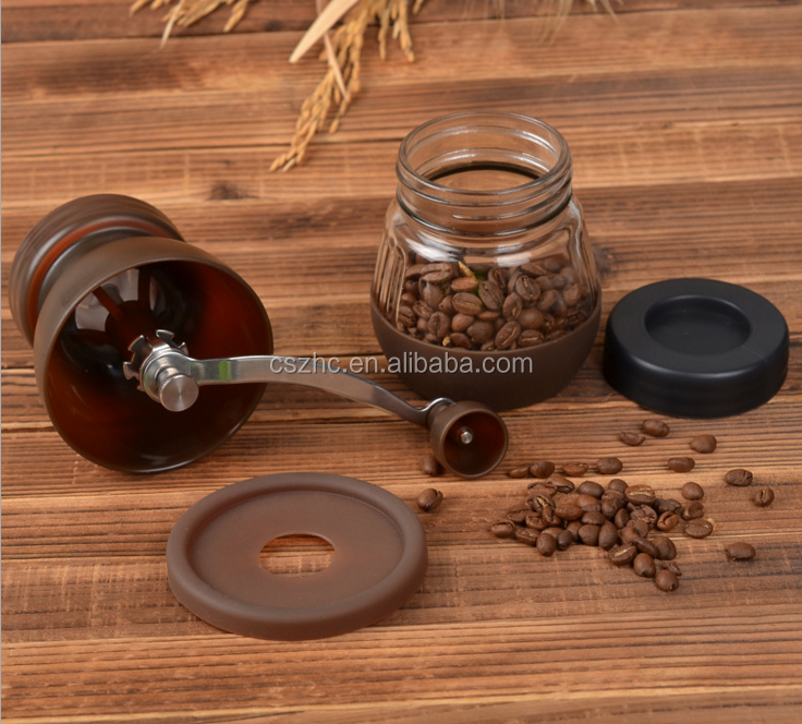 Manual Ceramic Burr Coffee Grinder Mill Hand Crank with Complimentary Lid & Brush (Black)
