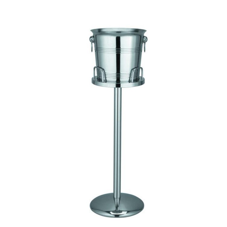 Stainless Steel French Style Ice Bucket With Stand Champagne