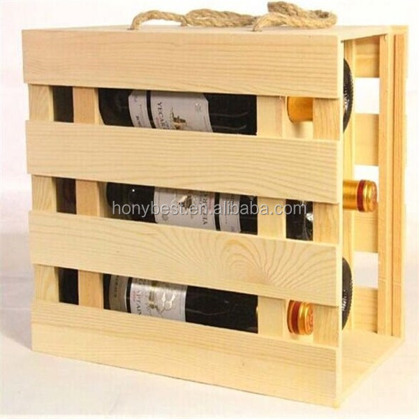 Unfinished Cheap Wooden Wine Bottle Crates with Sliding Lid HY1061.jpg