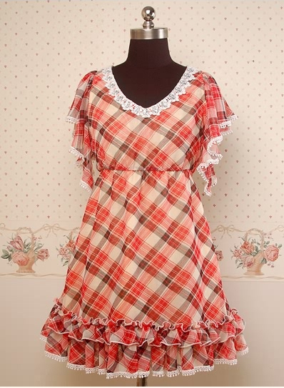 熱い販売のかわいいフリル格子縞のハイウエストロリータドレスハロウィンパーティの衣装クリスマス美しさのためのロングドレス問屋・仕入れ・卸・卸売り