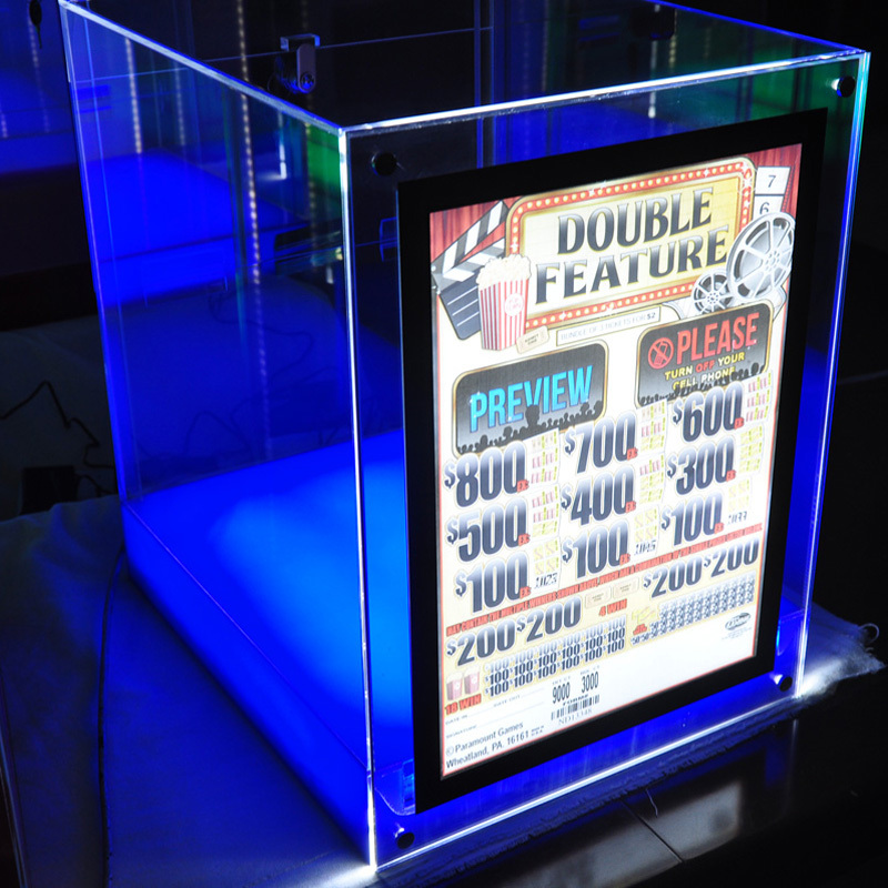 Acrylic Pull Tab Display Case With Led Backlit Display And Colored Base