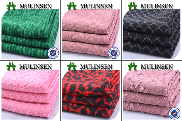 紹興mulinsen2015繊維新デザインのファブリックジャカードニットファブリック、 衣服のためのジャカードは、 編物問屋・仕入れ・卸・卸売り