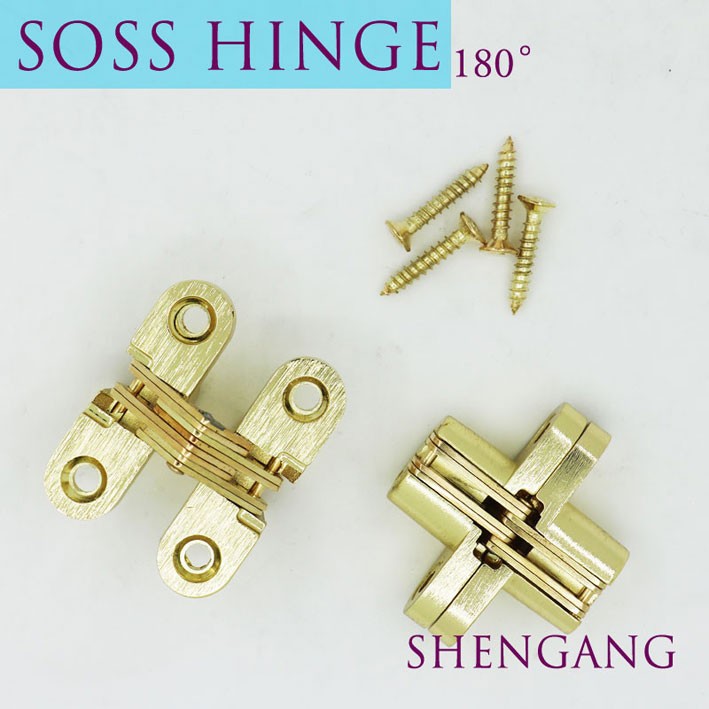 Soss Mortise Mount Invisible Hinge With 4 Holes,Zinc,Satin Chrome Finish,23/4" Leaf Height,5/8