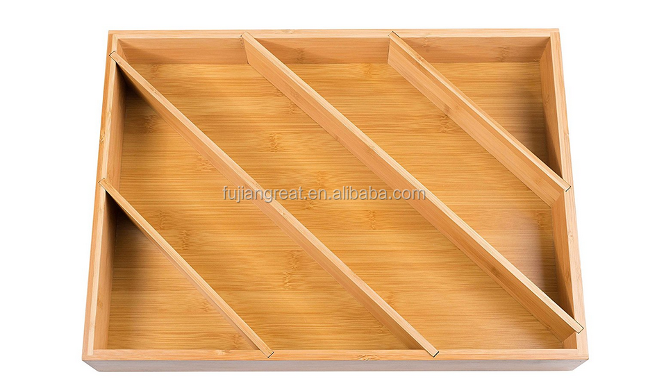 Diagonal Space Saving Bamboo Drawer And Cabinet Organizer Divider