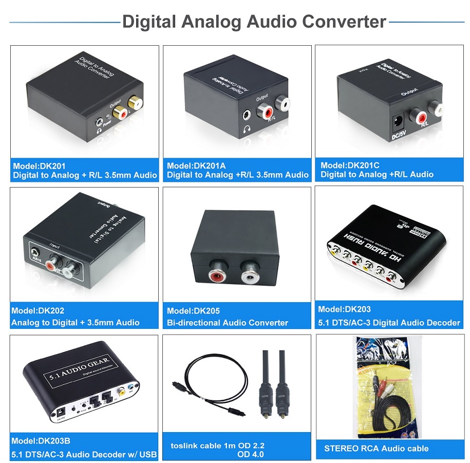 New Digital Spdif To Analog Stereo Rca Audio Converter 5.1 Audio