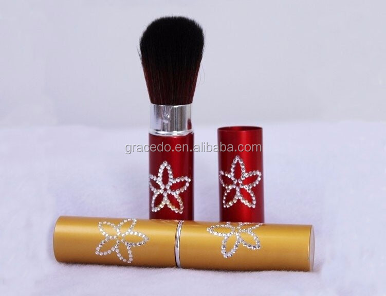 1pc gold retractable powder brush blush brush free sample make