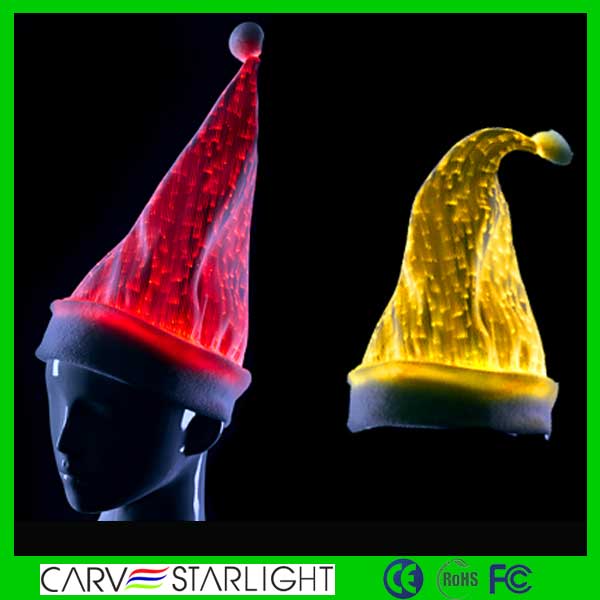 led照明発光光ファイバー2015サンタクロースクリスマス帽子仕入れ・メーカー・工場