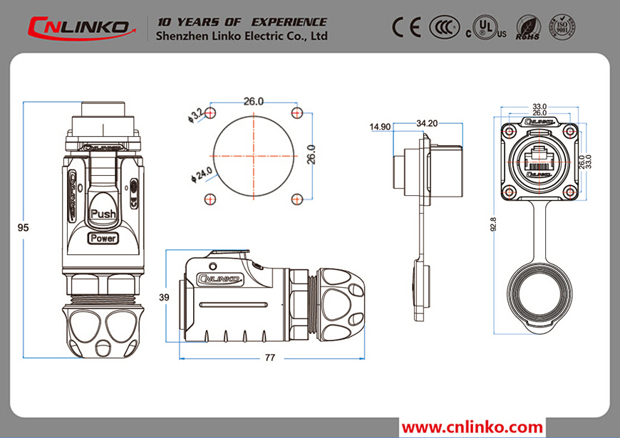 中国製コネクターcnl<em></em>inkorj45シールドのfuctionrj45メスオスコネクタ防水rj45コネクタ仕入れ・メーカー・工場