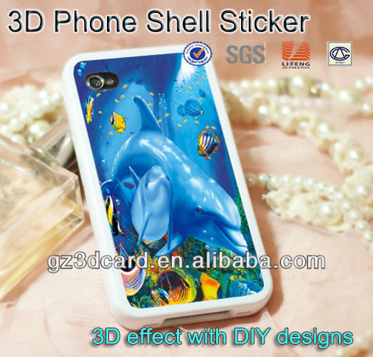 カスタマイズされたプラスチック製の携帯電話のステッカーのiphone3dレンチキュラー4/5/6sサムスンのステッカー仕入れ・メーカー・工場