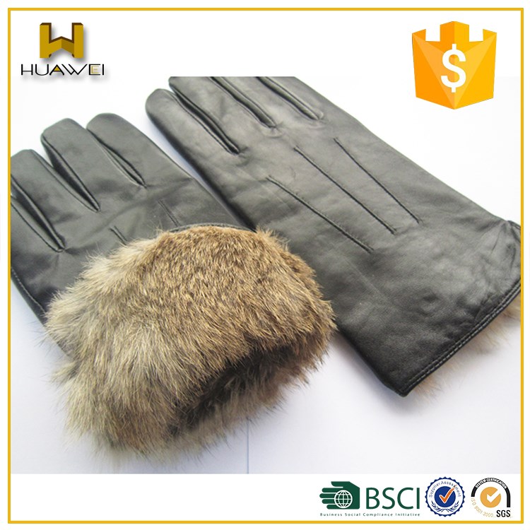 High-grade leather gloves with Rabbit fur Lining  Premuim Sheepskin Gloves Men .jpg