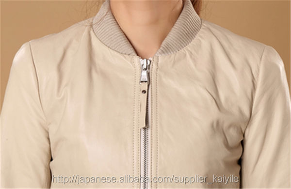 高品質の革長袖スリム女のフェイクレザージャケット問屋・仕入れ・卸・卸売り