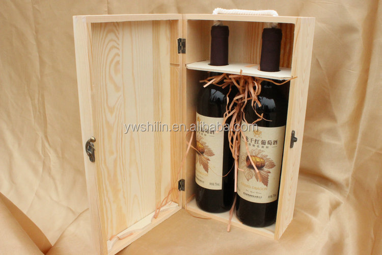 2本の木製のワインボックス木製/ワインボトルのギフトボックス/ボトルワイン用の木箱問屋・仕入れ・卸・卸売り