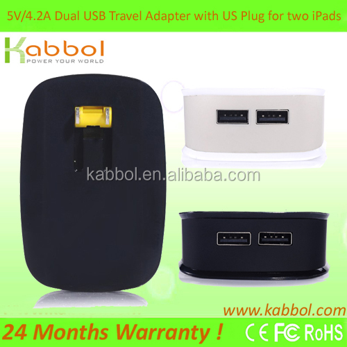壁の充電器デュアルkabbol5v4.2aデュアル- ポートusbウォールチャージャー/- 同時ポータブル旅行充電器、 フル- 速度充電問屋・仕入れ・卸・卸売り