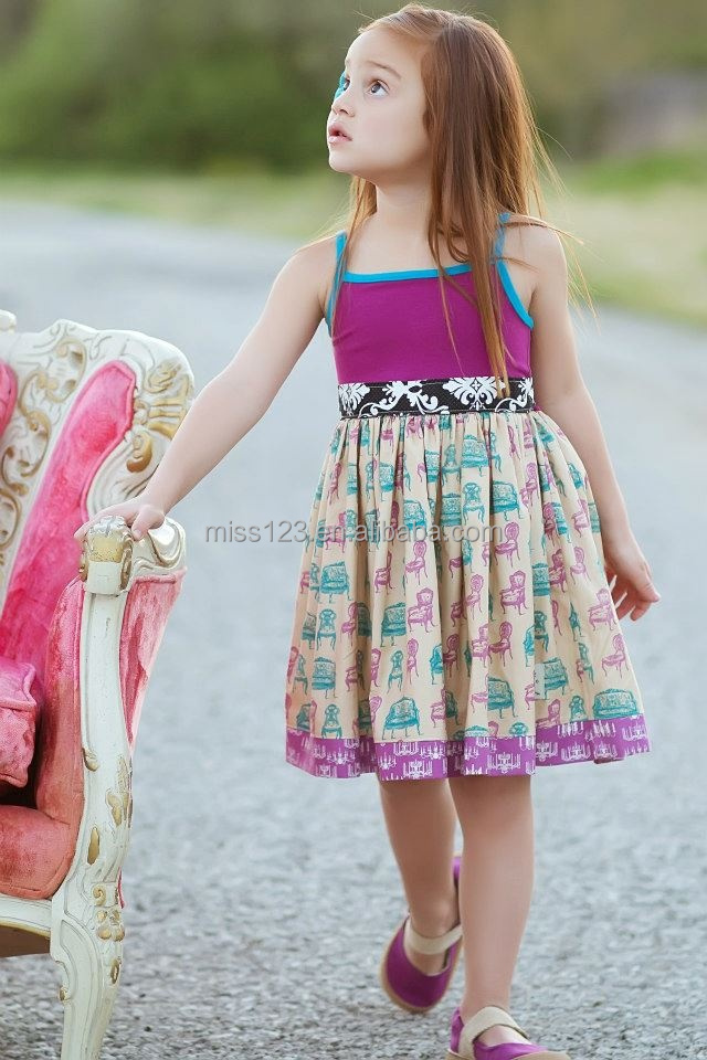 赤ちゃんの女の子の花の女の子の綿の印刷乱雑な夏のスパゲティーストラップドレス仕入れ・メーカー・工場