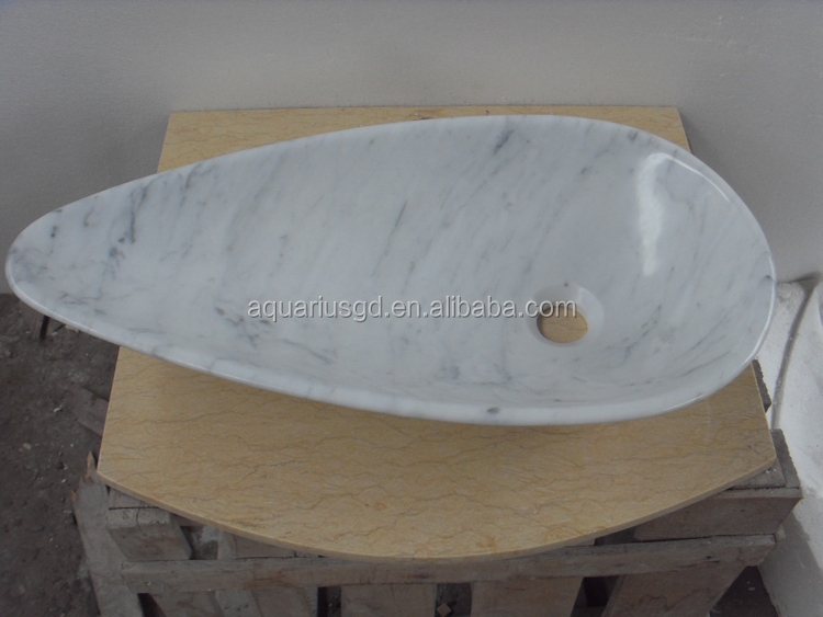 新しいバスルームの設計2015ホワイト色天然石大理石シンク仕入れ・メーカー・工場