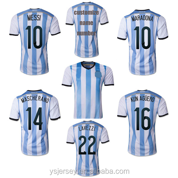カップ上部2014年ブラジルアルゼンチンホームサッカージャージタイ品質camisetaオリジナルシャツの無料アルゼンチンおよび速い船積み問屋・仕入れ・卸・卸売り