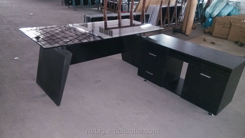 オフィスのテーブルの仕様、 l- 型オフィステーブル、 ステンレススチールガラスデスクmr-db053問屋・仕入れ・卸・卸売り