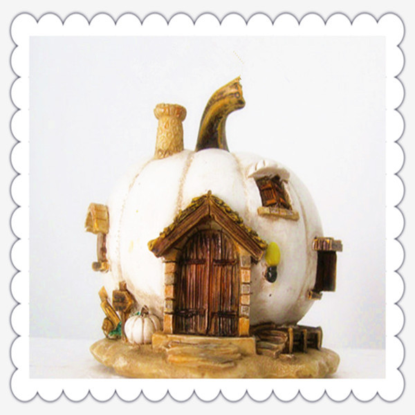 樹脂妖精の庭のカボチャの形の家クラフトledが付いているハロウィーンの装飾用またはギフト用仕入れ・メーカー・工場